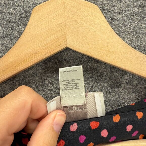 Loft Blouse Women L Large Black Geometric Ruffle Sleeveless Wide Strap Casual - Picture 4 of 7